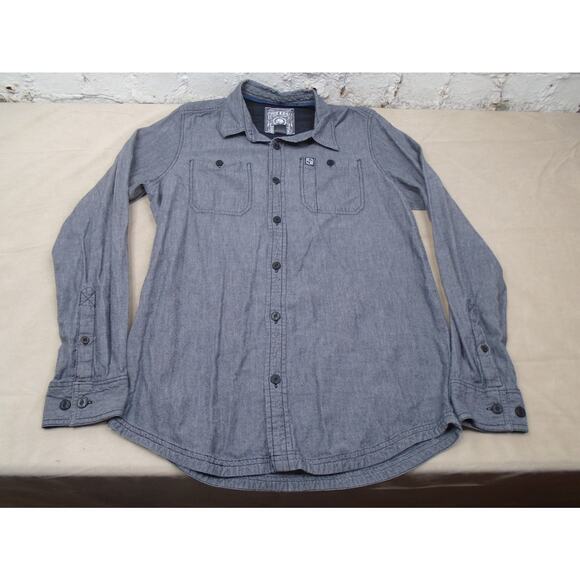 Metal Mulisha Button Shirt Gray Mens Biker Grunge Motorcycle Long Sleeve Size M - Picture 1 of 12